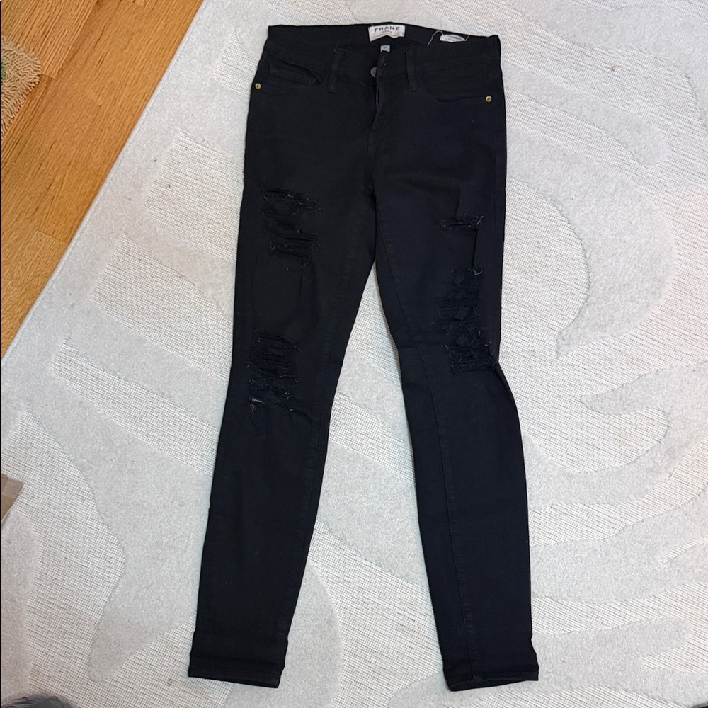 Frame Black Distressed Jeans